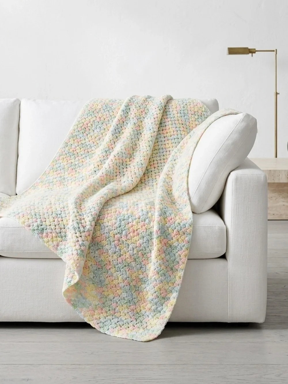 Pastel Crochet Baby Blanket Shell Stitch Nursery Afghan OS